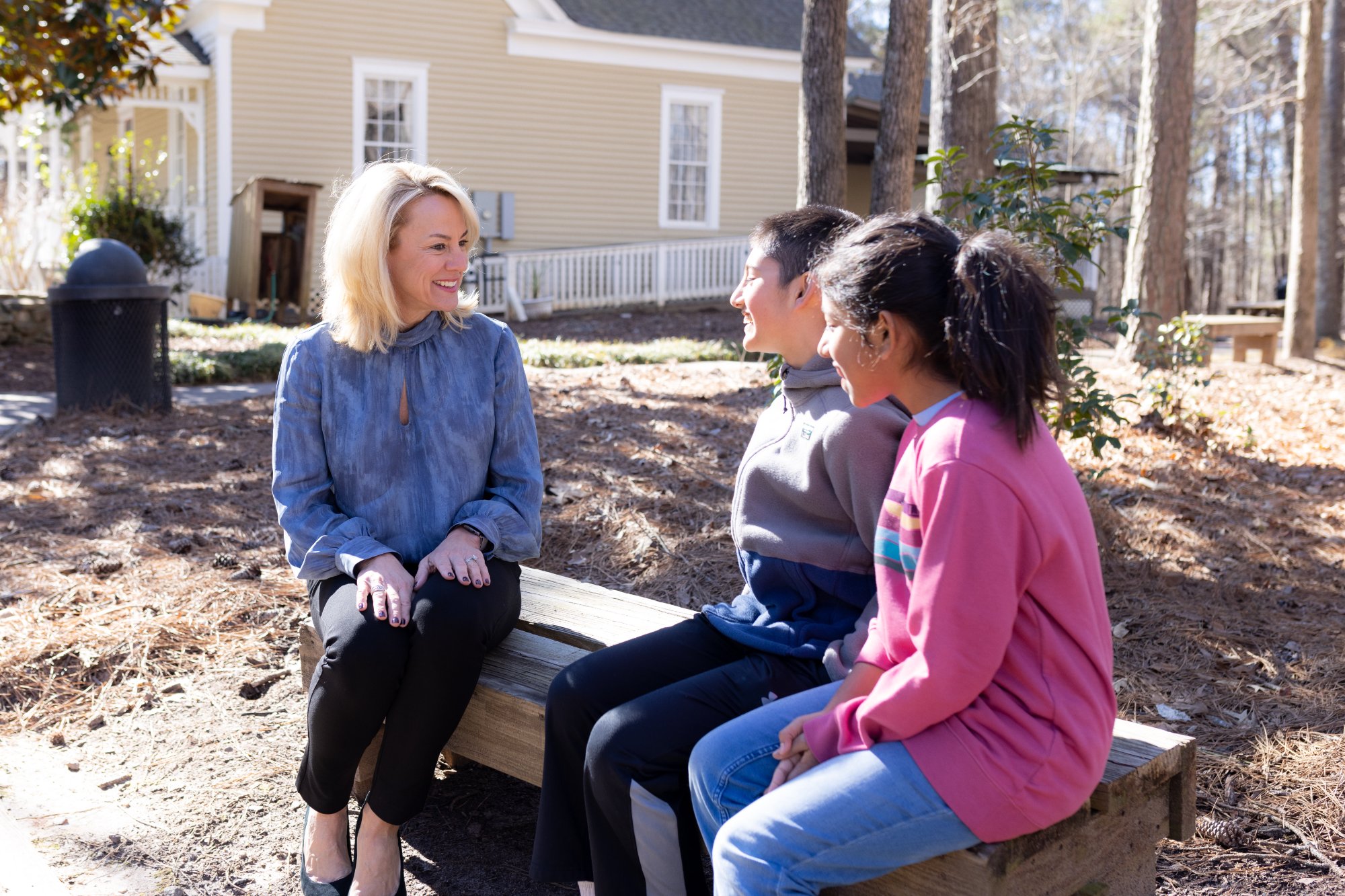 Kristin McCabe speaking with community members